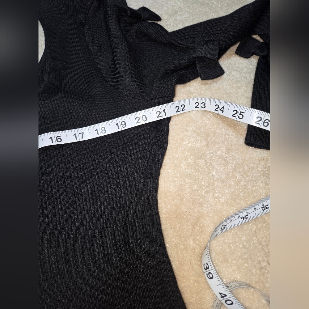 Fashion Nova Black Cute As A Bow Ribbed Midi Dress 1X - Picture 12 of 13